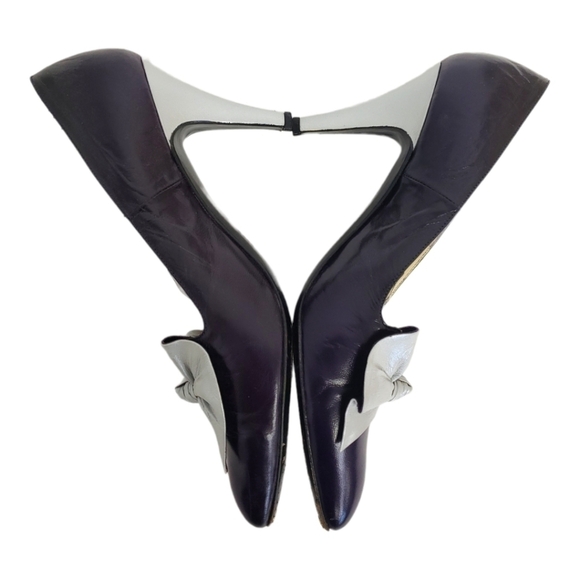 VINTAGE Anne Klein Leather Purple and Silver Pumps 7.5 M 72235 EUC Beautiful! - Picture 2 of 16